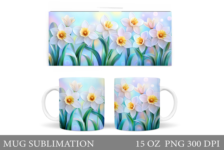 Flowers Mug Wrap Design. Flowers Sublimation
