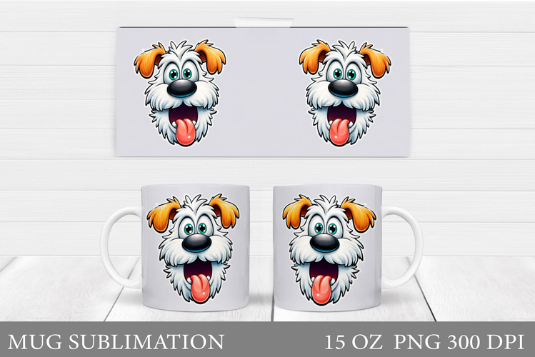 Cute Dog Mug Sublimation. Funny Dog Mug Wrap Design