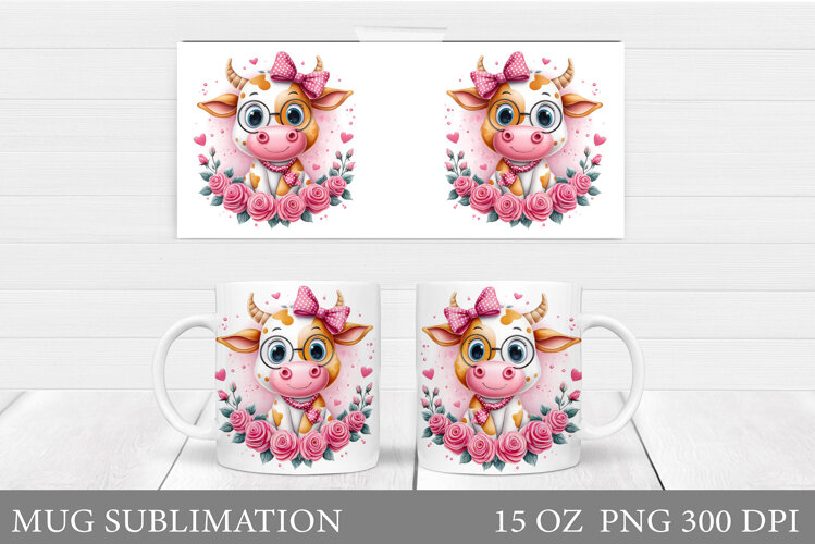 Cute Cow Mug Design. Cute Cow Sublimation example image 1