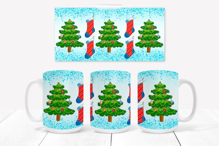 Christmas mug wrap 15 Oz | Christmas tree mug sublimation