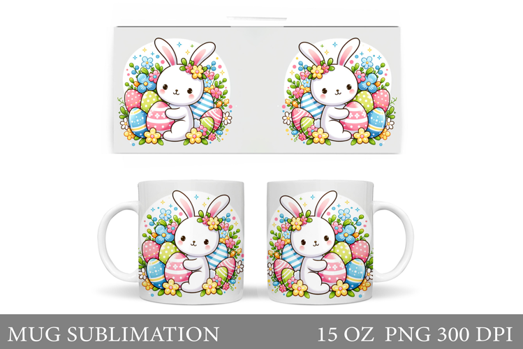 Easter Bunny Mug Design. Easter Mug Wrap Sublimation