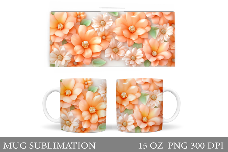 Flowers Mug Wrap Design. Flowers Sublimation
