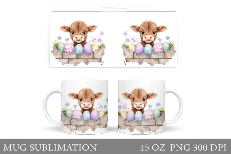Easter Cow Mug Sublimation. Easter Mug Design example image 1