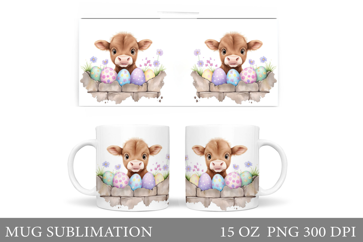 Easter Cow Mug Sublimation. Easter Mug Design