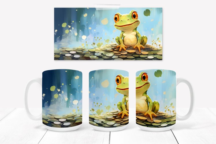 Frog flower mug wrap | Animal sublimation mug