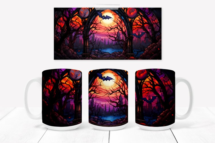 Halloween mug design | Halloween haunted house mug PNG