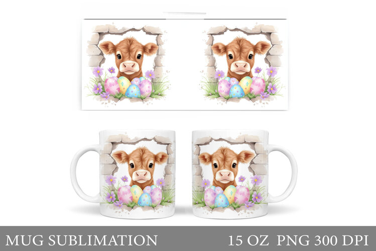Easter Cow Mug Sublimation. Easter Mug Design example image 1
