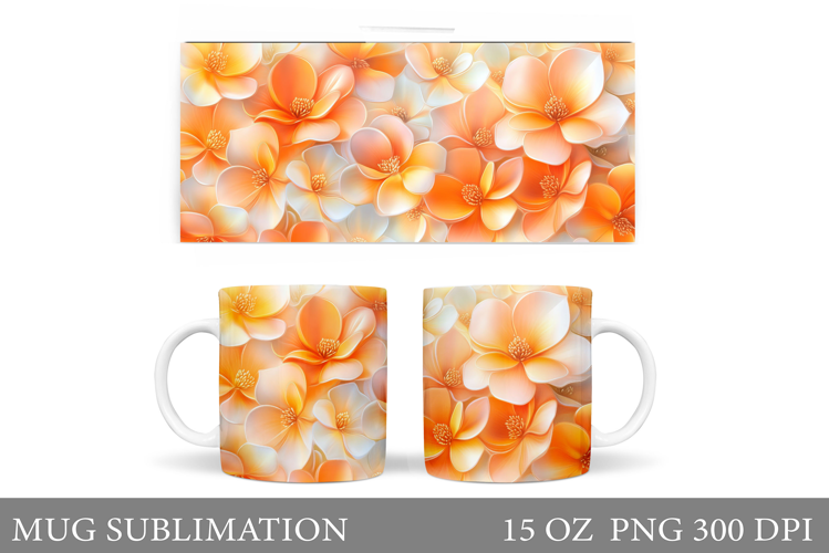 Flowers Mug Sublimation. Floral Mug Wrap Design