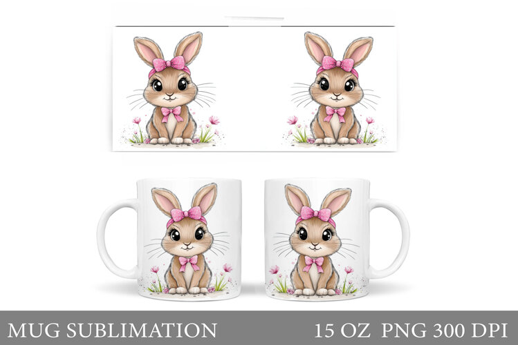 Cute Bunny Mug Design. Cute Bunny Sublimation example image 1