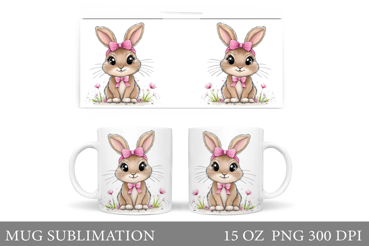 Cute Bunny Mug Design. Cute Bunny Sublimation