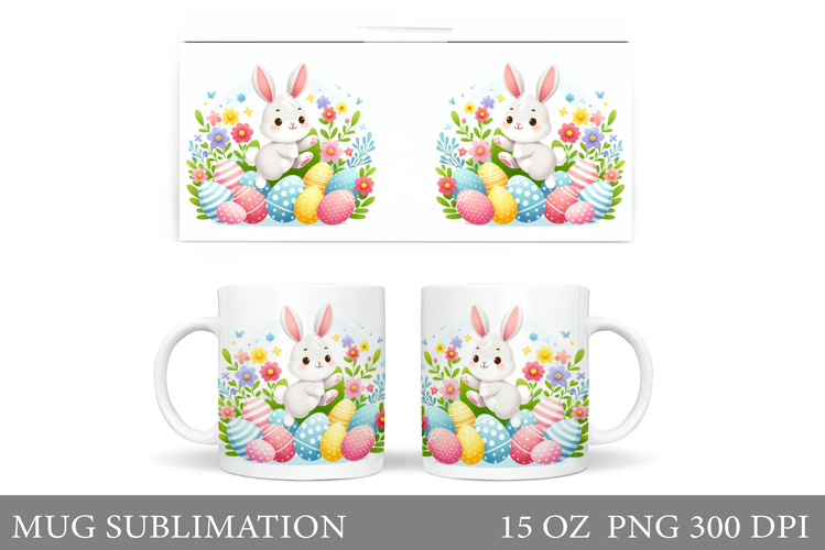 Easter Bunny Mug Design. Bunny Easter Mug Wrap Sublimation