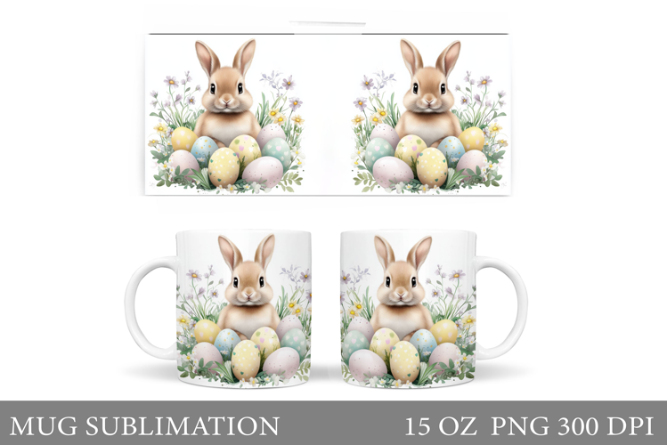 Easter Bunny Mug Design. Easter Mug Wrap Sublimation