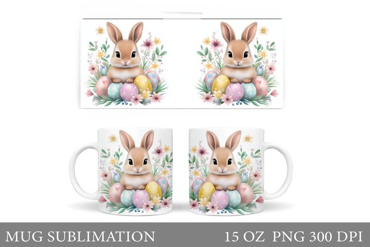 Easter Bunny Mug Design. Easter Mug Wrap Sublimation