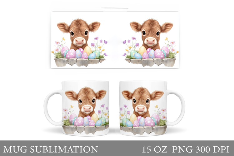 Easter Cow Mug Sublimation. Easter Mug Design