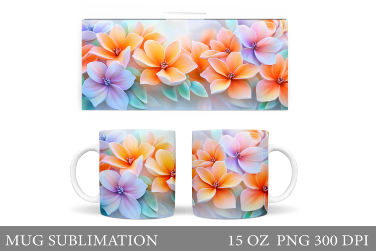 Flowers Mug Wrap Design. Flowers Sublimation