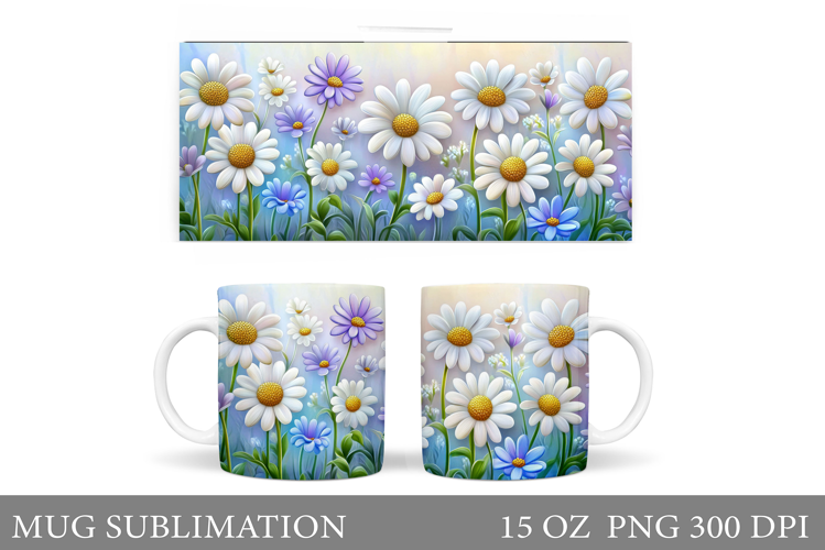 Flowers Mug Sublimation. Floral Mug Wrap Design