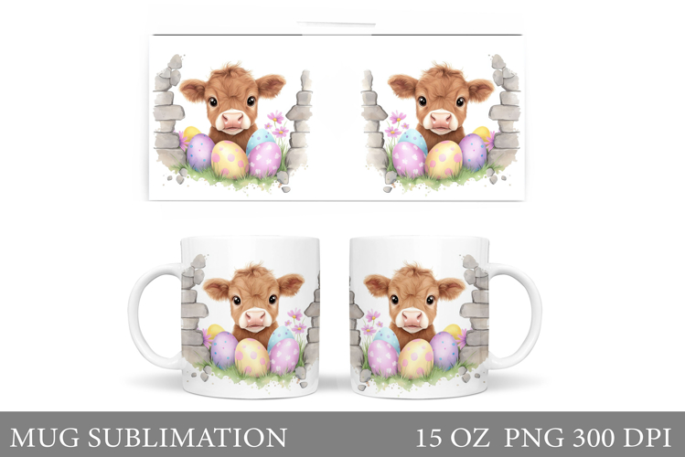 Easter Cow Mug Sublimation. Easter Mug Design