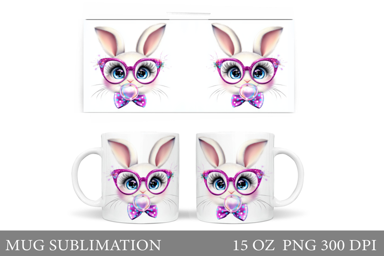 Cute Bunny Mug Design. Cute Bunny Sublimation