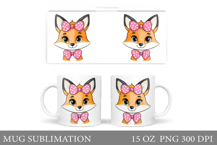 Cute Fox Mug Design. Cute sFox Sublimation