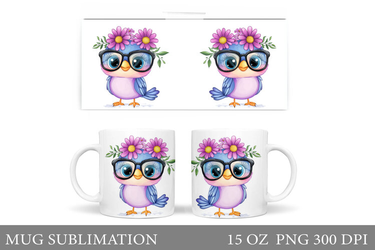 Bird Mug Sublimation. Cute Bird Sublimation example image 1