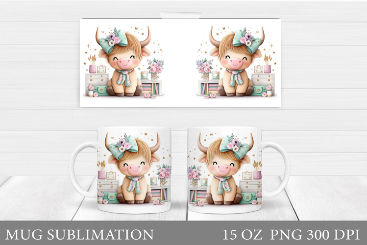 Cute Cow Mug Design. Cute Cow Sublimation