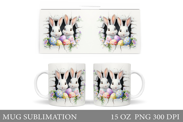 Easter Bunny Mug Design. Bunny Easter Mug Wrap Sublimation