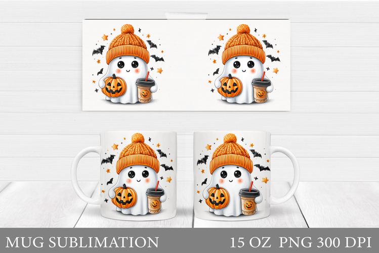 Ghost Mug Design. Cute Halloween Mug Sublimation