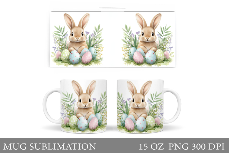 Easter Bunny Mug Design. Bunny Easter Mug Wrap Sublimation