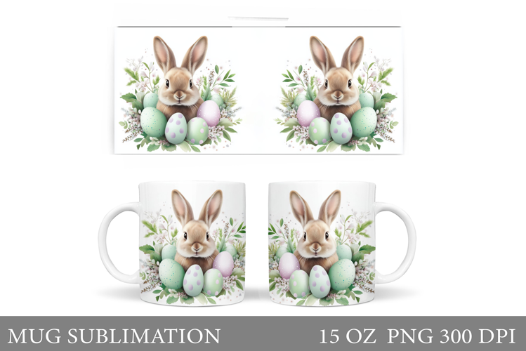 Easter Bunny Mug Design. Easter Mug Wrap Sublimation