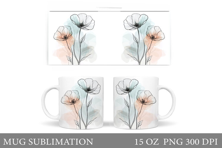 Flowers Mug Sublimation. Wildflowers Mug Design (5443836)