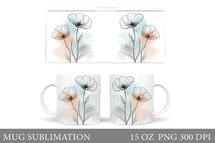 Flowers Mug Sublimation. Wildflowers Mug Design