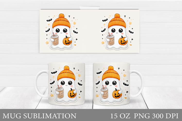 Ghost Mug Design. Cute Halloween Mug Sublimation