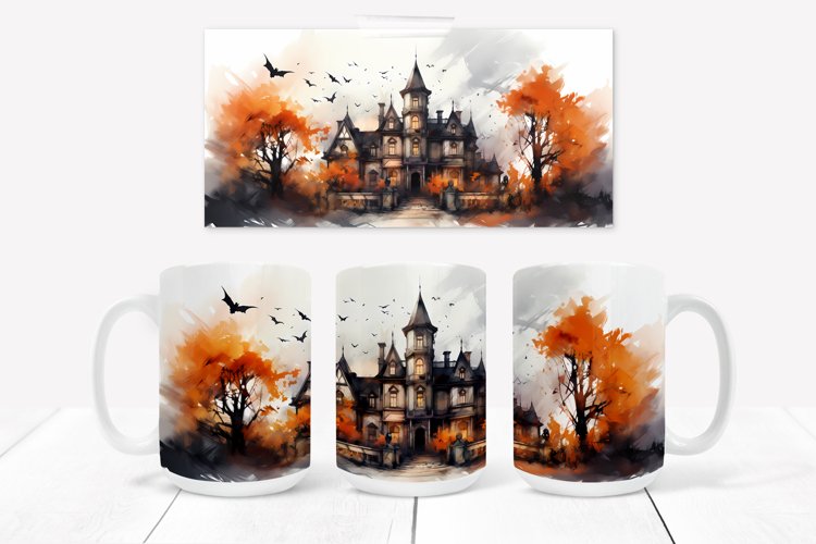 Halloween mug sublimation | Halloween haunted house mug