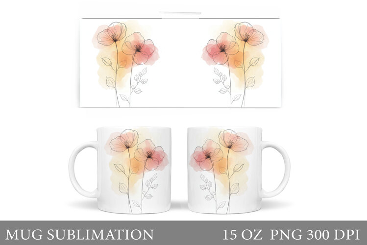 Flowers Mug Sublimation. Wildflowers Mug Design example image 1