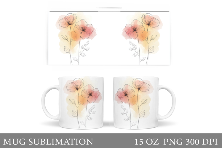 Flowers Mug Sublimation. Wildflowers Mug Design