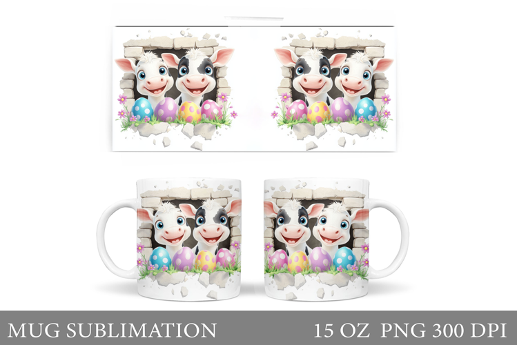 Easter Cow Mug Sublimation. Easter Mug Design
