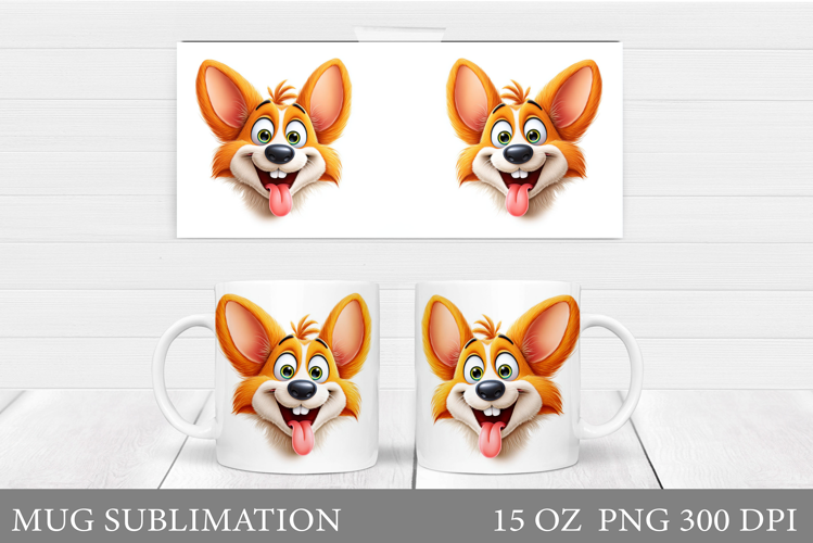 Cute Dog Mug Sublimation. Funny Dog Mug Wrap Design