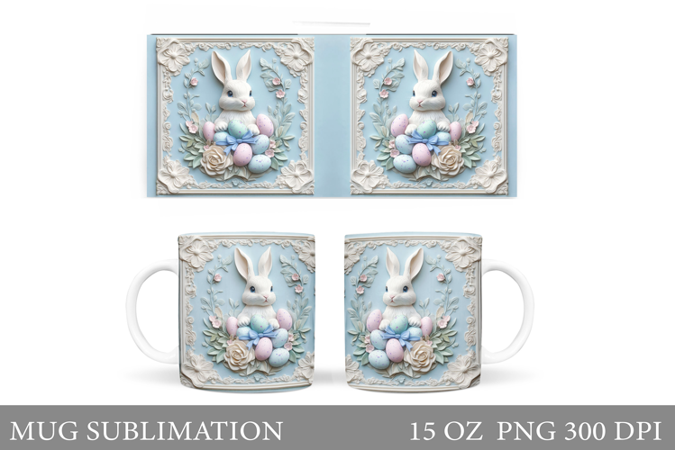 Easter Bunny Mug Design. Easter Mug Wrap Sublimation