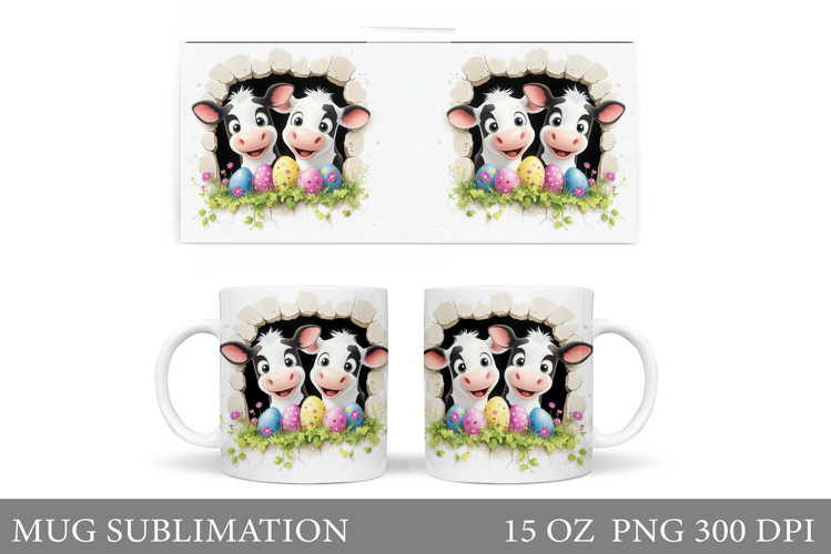 Easter Cow Mug Sublimation. Easter Mug Design