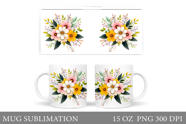 Flowers Mug Design. Floral Mug Sublimation