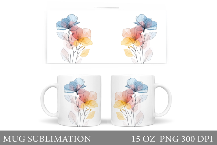 Flowers Mug Wrap Design. Wildflowers Mug Sublimation