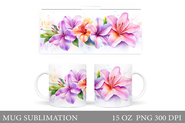 Floral Mug Sublimation. Flowers Mug Wrap Design