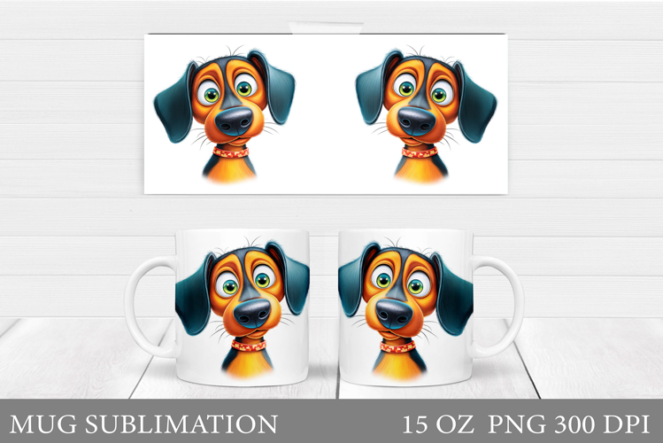 Cute Dog Mug Sublimation. Funny Dog Mug Wrap Design