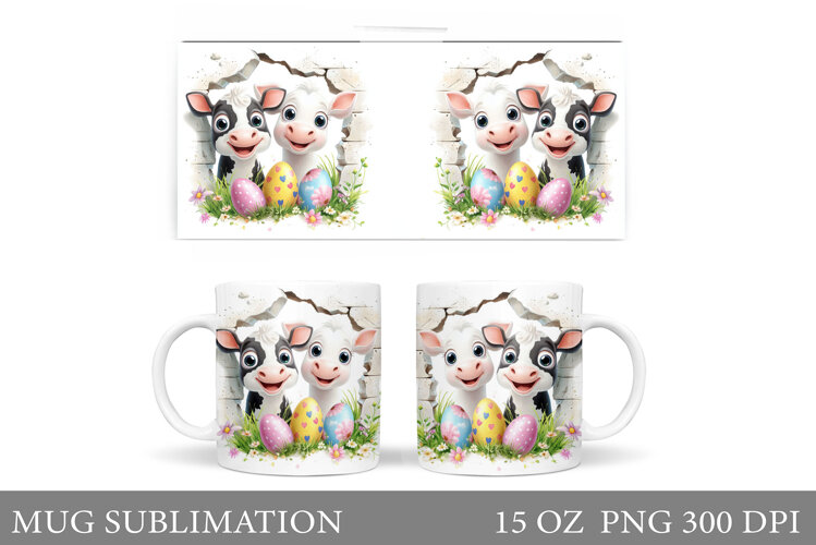 Easter Cow Mug Sublimation. Easter Mug Design example image 1