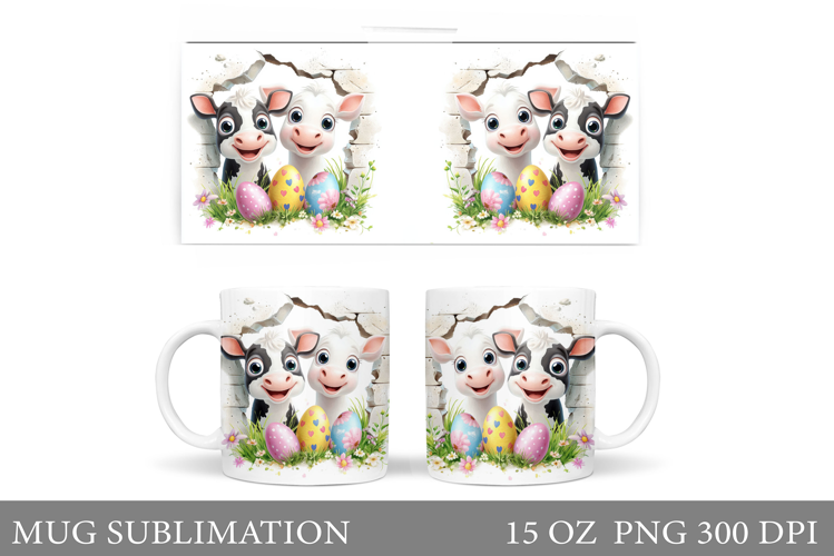 Easter Cow Mug Sublimation. Easter Mug Design