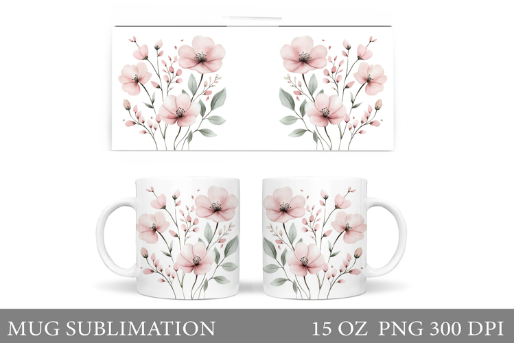 Flowers Mug Sublimation. Wildflowers Mug Design