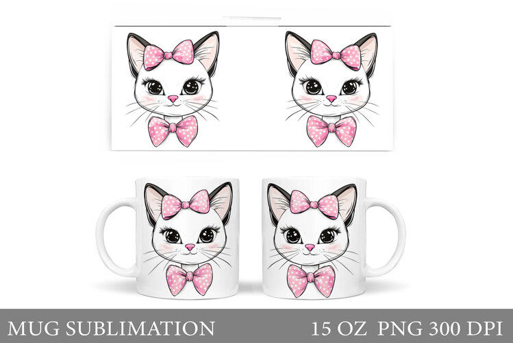Cute Cat Mug Design. Cute Cat Sublimation example image 1