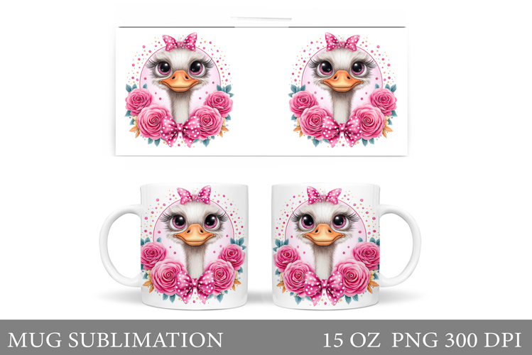 Cute Ostrich Mug Design. Cute Ostrich Sublimation example image 1