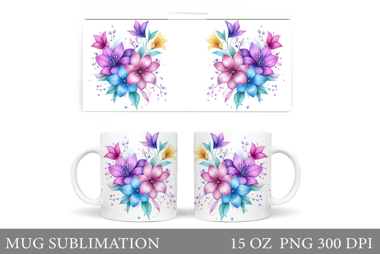 Flowers Mug Wrap Design. Flowers Sublimation