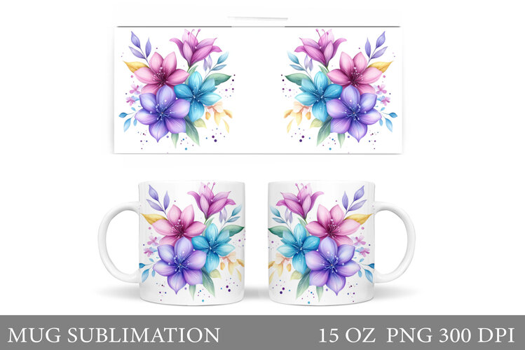 Flowers Mug Design. Floral Mug Sublimation example image 1